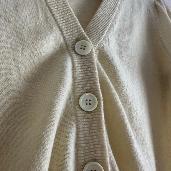 Minnie Rose • Puff Quarter Sleeve Cashmere Cardigan - Picture 2 of 6